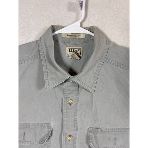 L.L.Bean Mens Traditional Fit Gray Button-Up Shirt Size L -REG100% Cotton - Picture 3 of 10